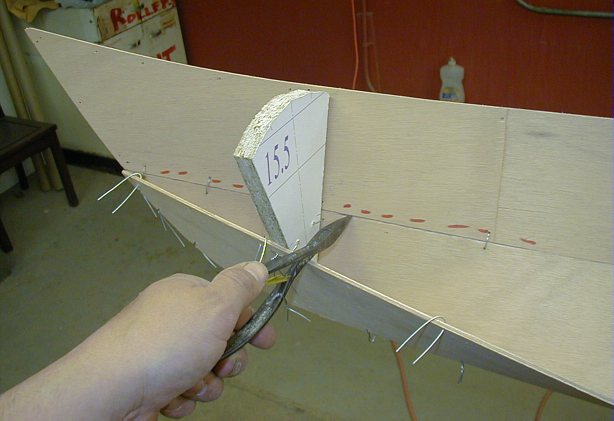 The stern section. The epoxy putty can now be forced into the groove 